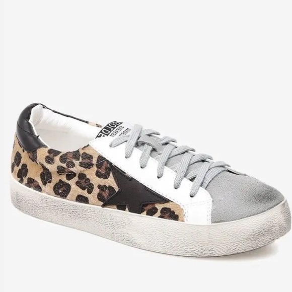 Shoes - Cheetah Print Black Star Sneakers Great Condition